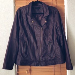 New Look Plus Size Plum Leather Jacket